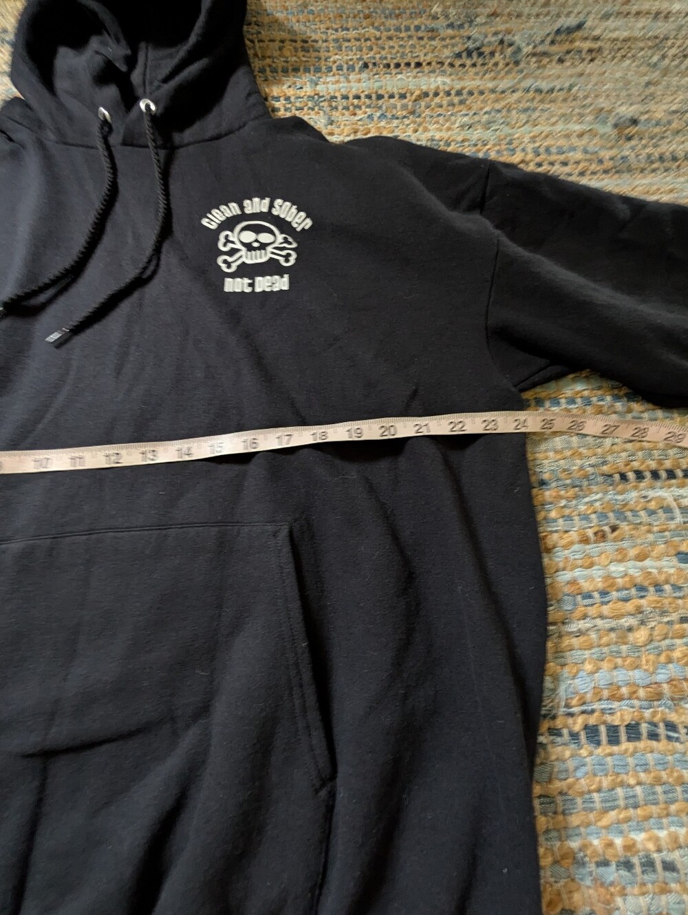 Clean and Sober Not Dead Skull Graphic Hoodie XL Black Recovery Sweatshirt - Picture 4 of 7